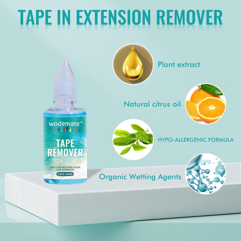 wodemate Tape in Extension Remover, Fast Acting Hair Extensions Adhesive Remover & Hair Glue Remover, Lace Wig Glue Remover, Quick Dissolve Formula, Gentle on Skin, 30ml - Image 3